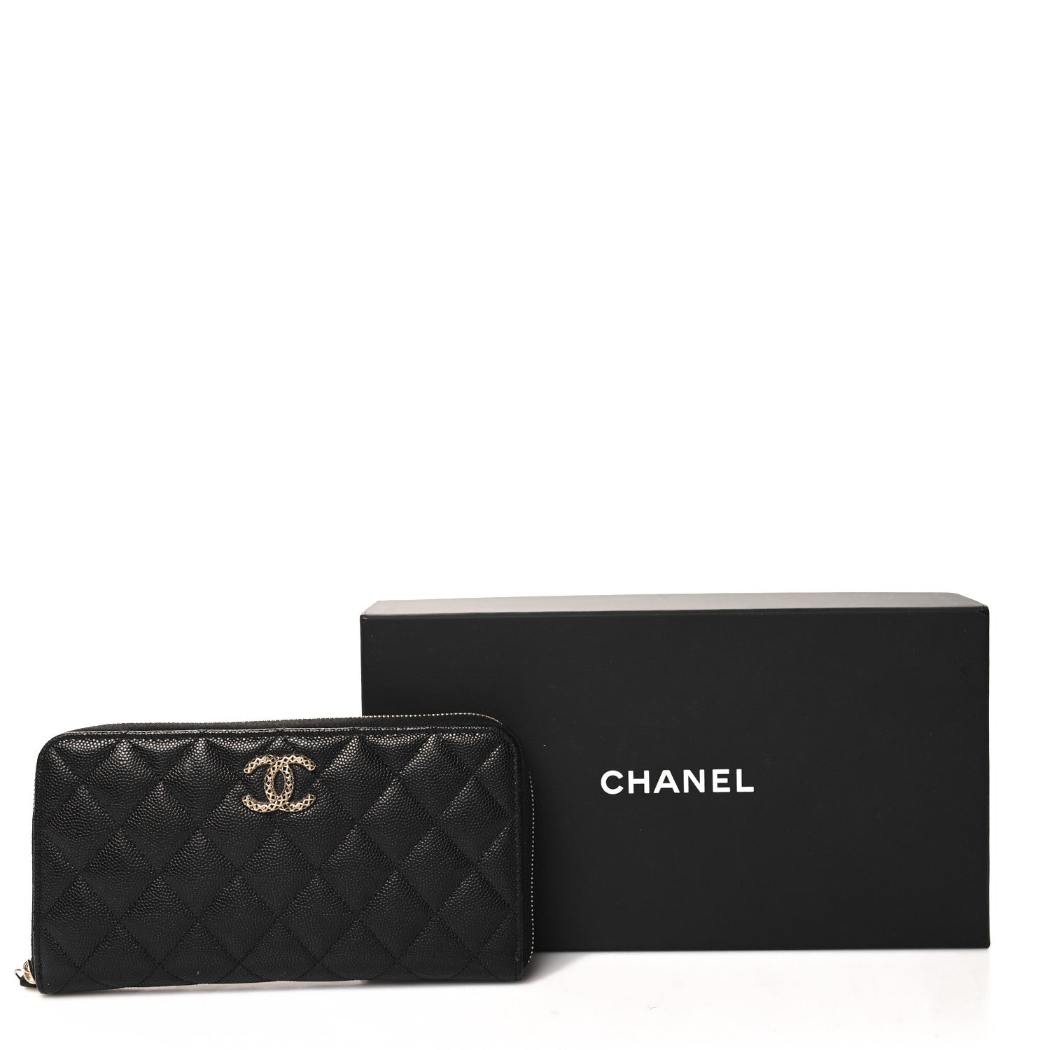 Chanel Caviar Quilted Perforated CC Long Zipped Wallet Black 9 of 9