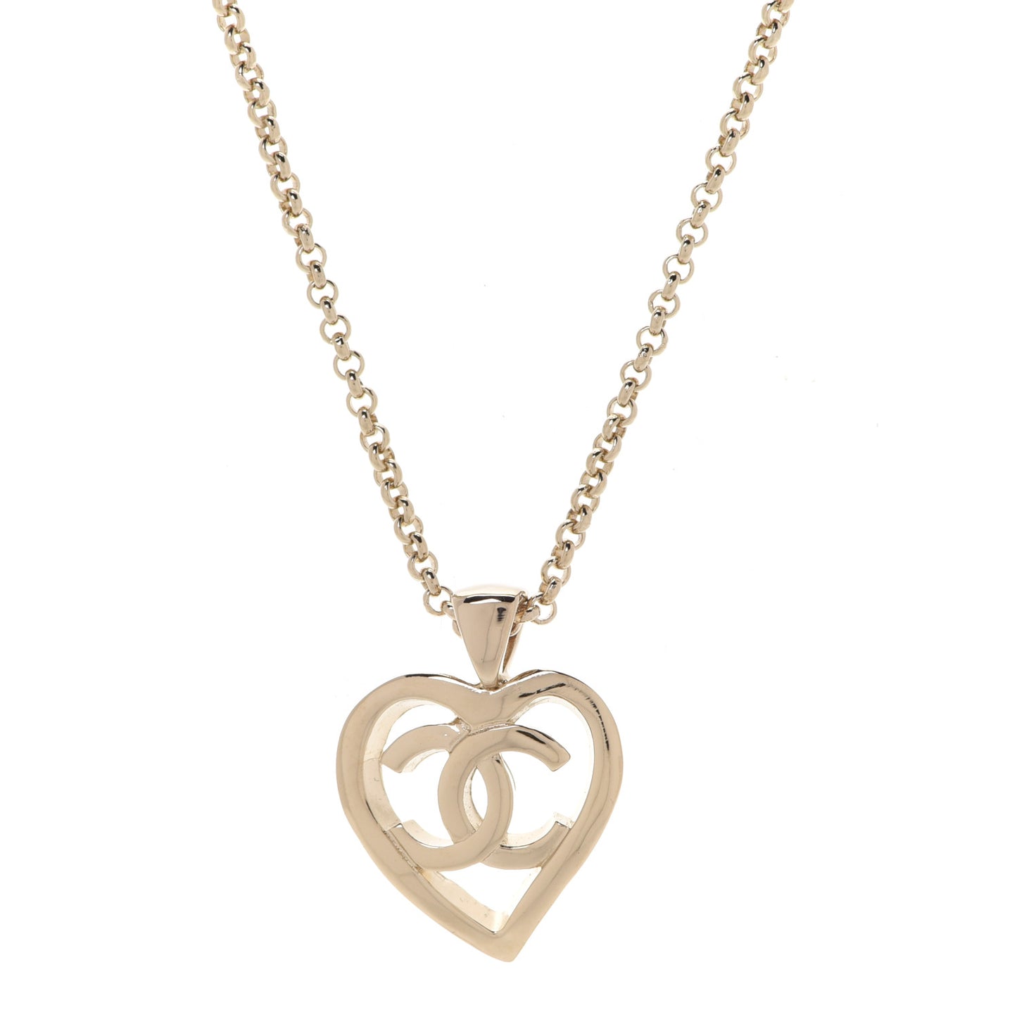 CC Heart Chain Pendant Necklace Gold