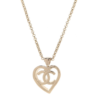 Chanel CC Heart Chain Pendant Necklace Gold 4 of 6