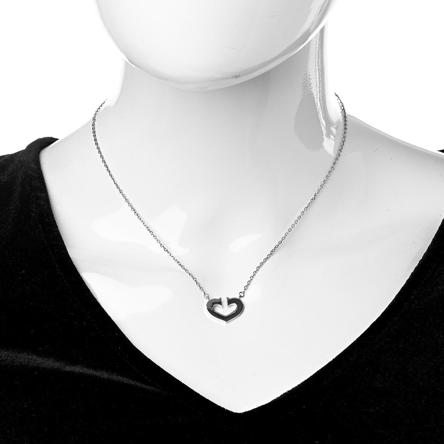 18K White Gold Medium Hearts and Symbols Necklace