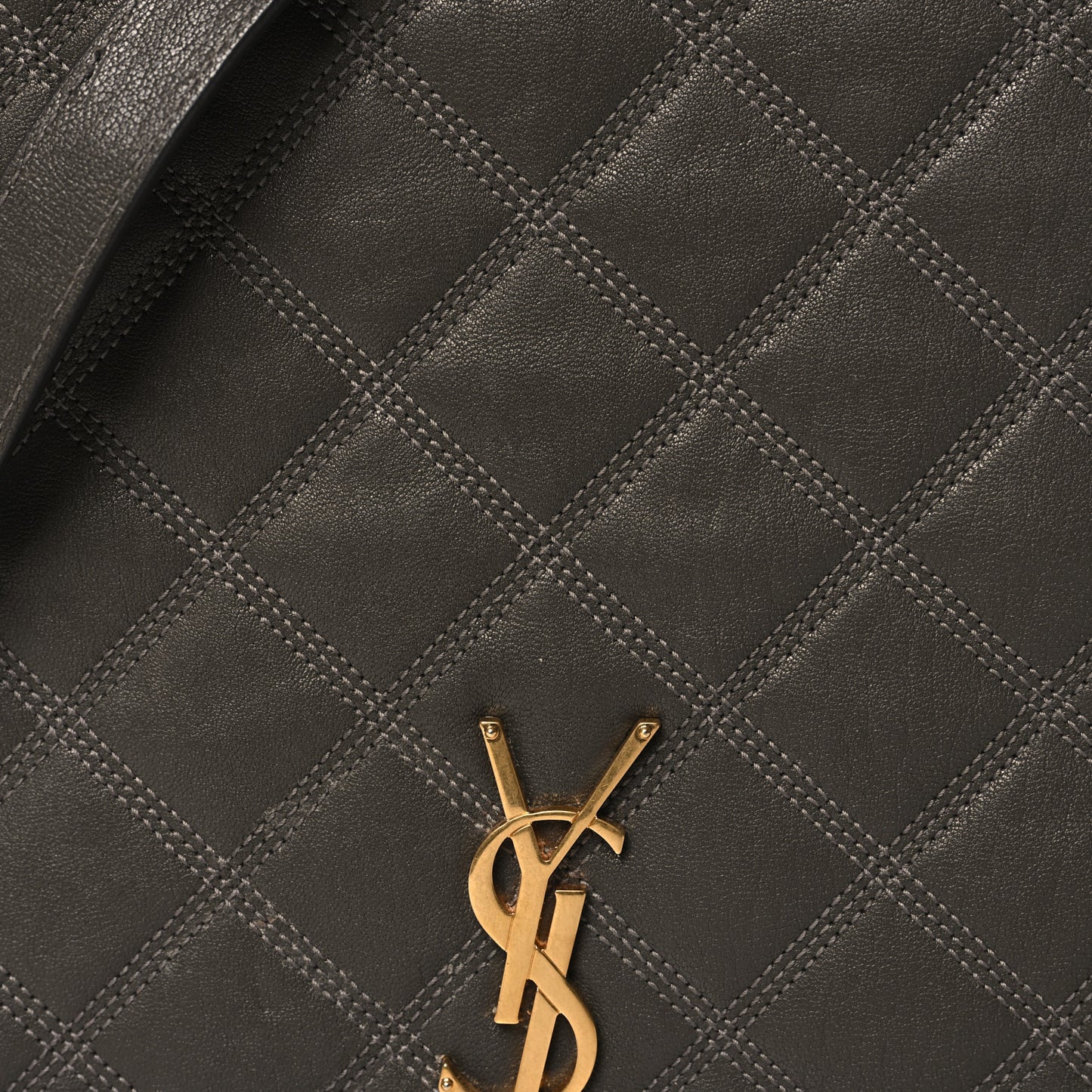 Lambskin Quilted Mini Becky Chain Bag Grey Kaki