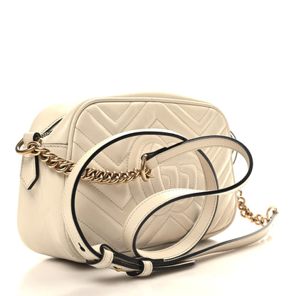 Gucci Calfskin Matelasse Small GG Marmont Chain Shoulder Bag White 3 of 13