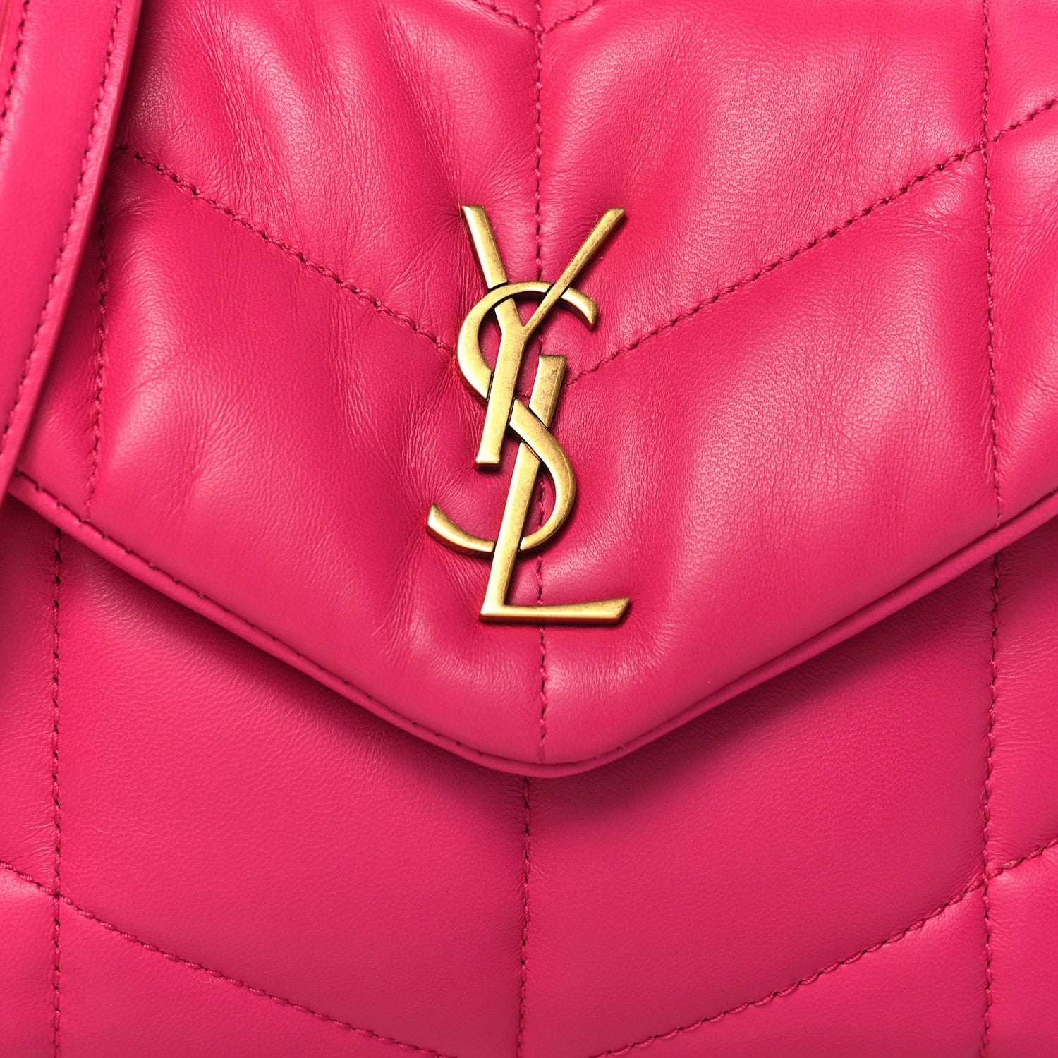 Saint Laurent Lambskin Quilted Toy Loulou Puffer Monogram Chain Satchel Bubblegum 9 of 12