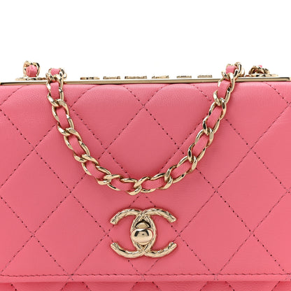 Chanel Lambskin Quilted Mini Trendy CC Wallet On Chain WOC Pink 8 of 12