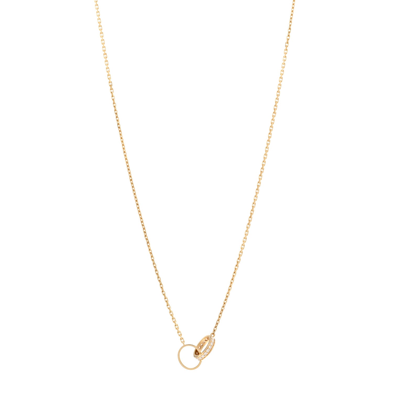 Cartier 18K Yellow Gold Diamond Interlocking LOVE Necklace 1 of 4