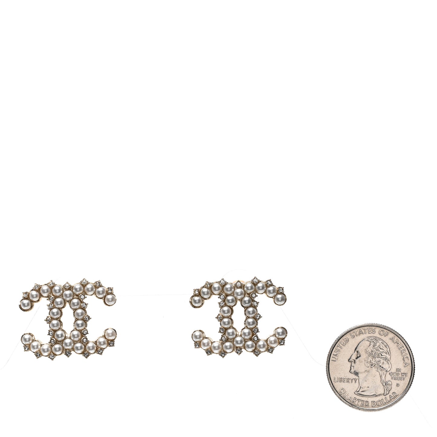 Pearl Crystal CC Earrings Gold