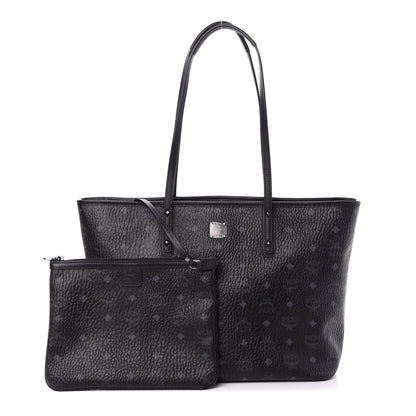 MCM Visetos Medium Anya Zip Top Shopper Tote Black 1 of 9