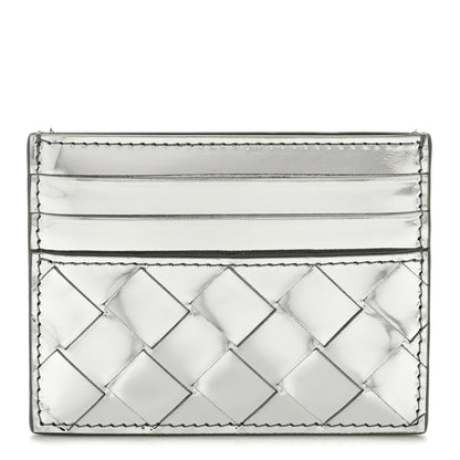 Bottega Veneta Mirror Laminated Nappa Intrecciato Card Holder Silver 1 of 9