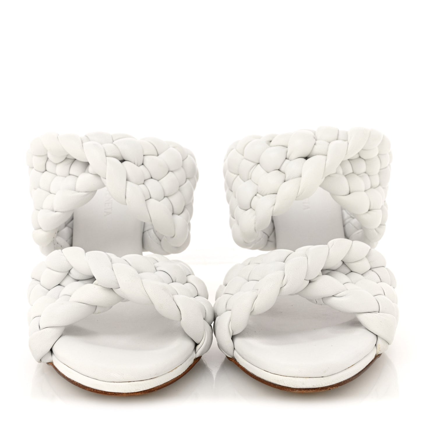 Nappa Twisted Padded Intrecciato Curve Slide Sandals 36 Optic White