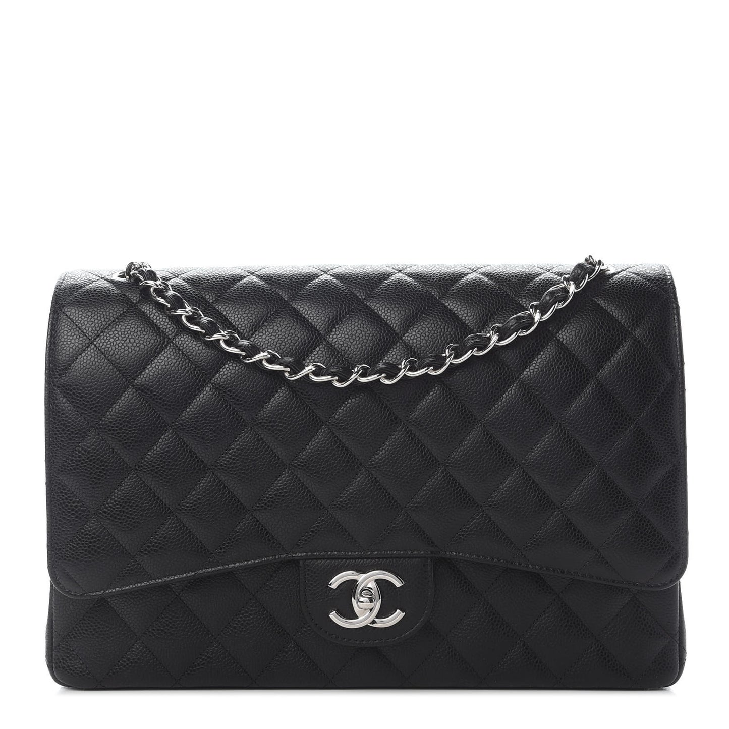 Caviar Quilted Maxi Double Flap Black