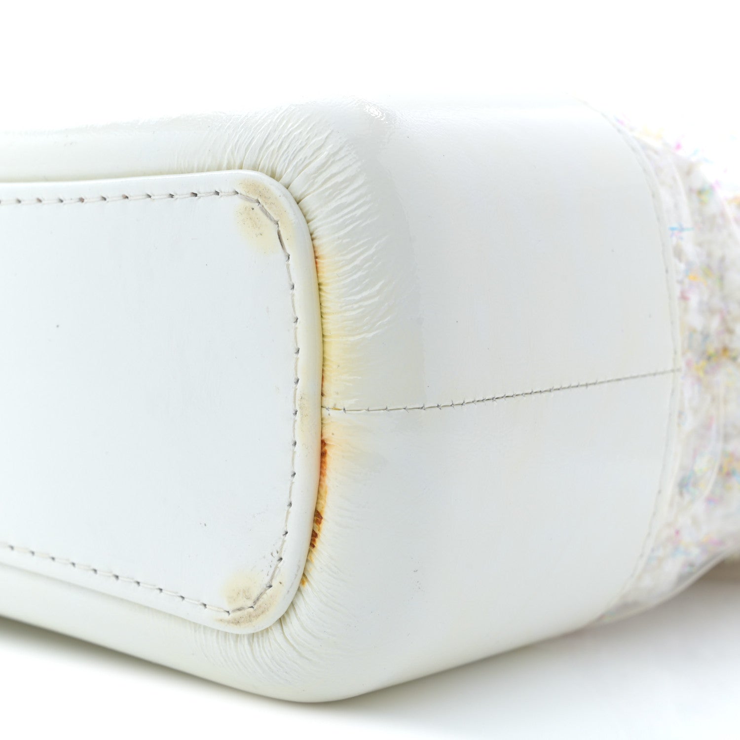 Chanel Tweed PVC Patent Chevron Quilted Medium Gabrielle Hobo White 11 of 11