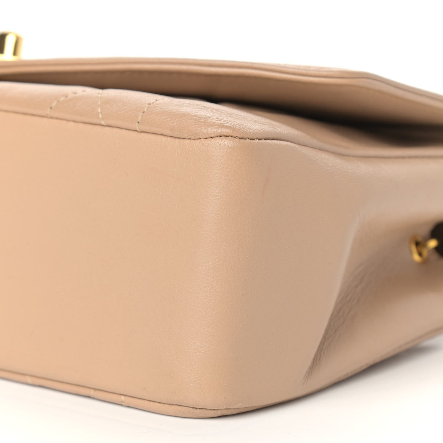 Lambskin Quilted Small Single Flap Beige