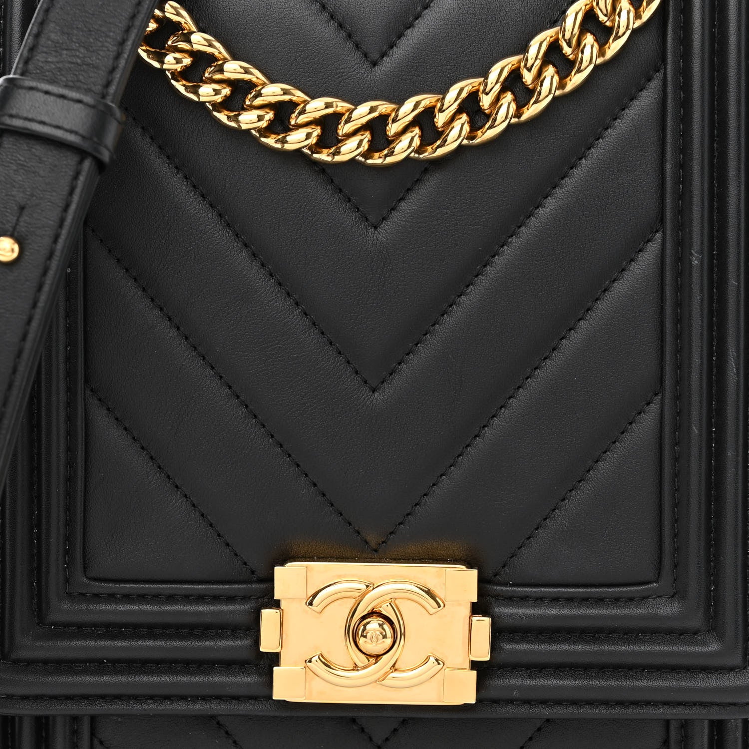 Chanel Calfskin Chrevron Quilted North South Boy Flap Black 8 of 10