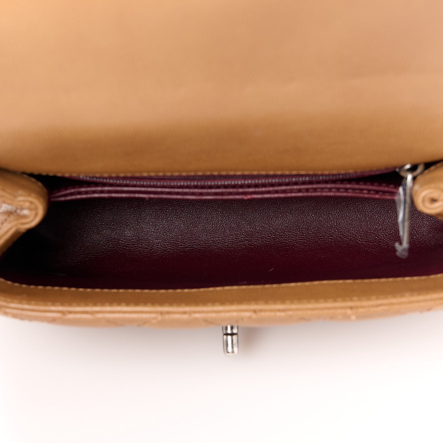 Caviar Lizard Embossed Quilted Mini Coco Handle Flap Brown
