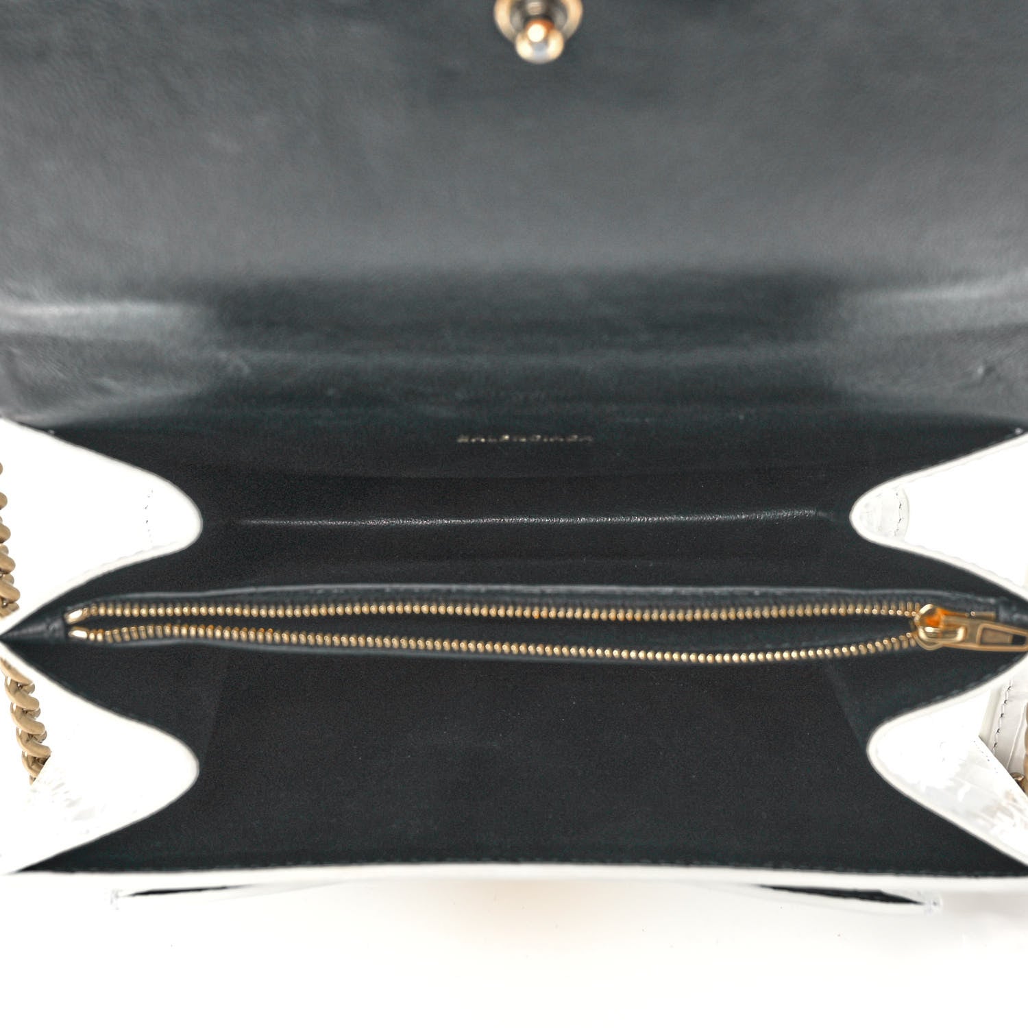 Balenciaga Shiny Calfskin Crocodile Embossed S Sharp Chain Shoulder Bag Optic White 5 of 9