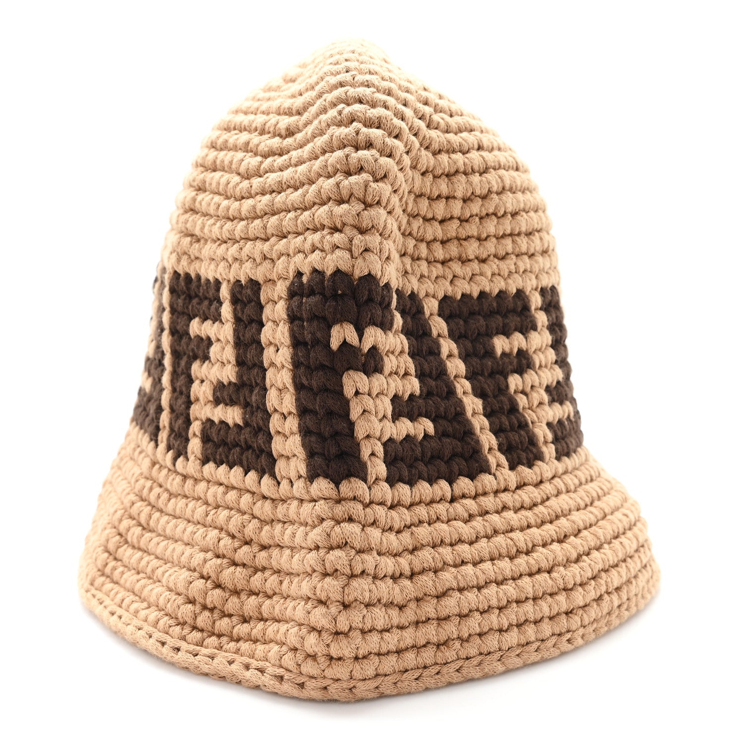Fendi Cotton FF Woven Bucket Hat S/M Naturale Black 1787699