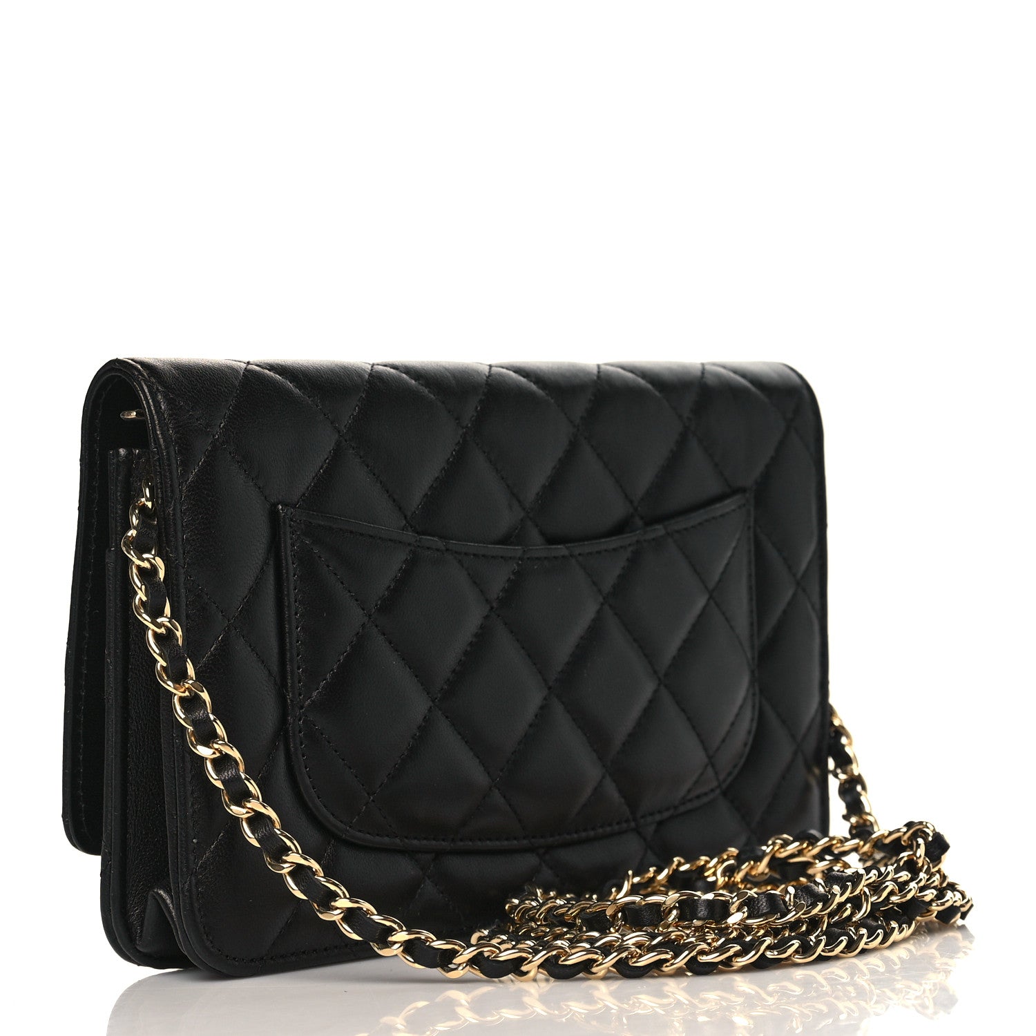 Chanel Lambskin Quilted Wallet On Chain WOC Black 4 of 12