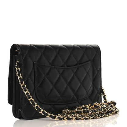 Chanel Lambskin Quilted Wallet On Chain WOC Black 4 of 12