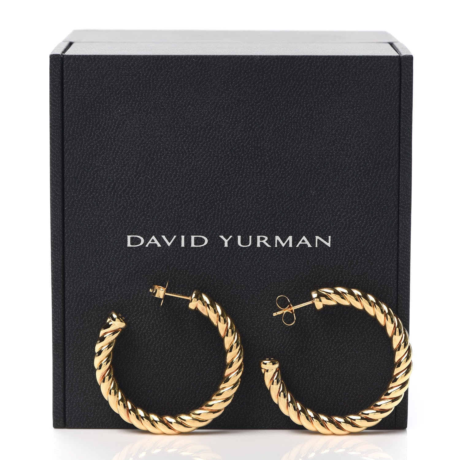David Yurman 18K Yellow Gold Sculpted Cable Hoop Earrings 5 of 5