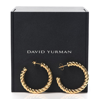 David Yurman 18K Yellow Gold Sculpted Cable Hoop Earrings 5 of 5