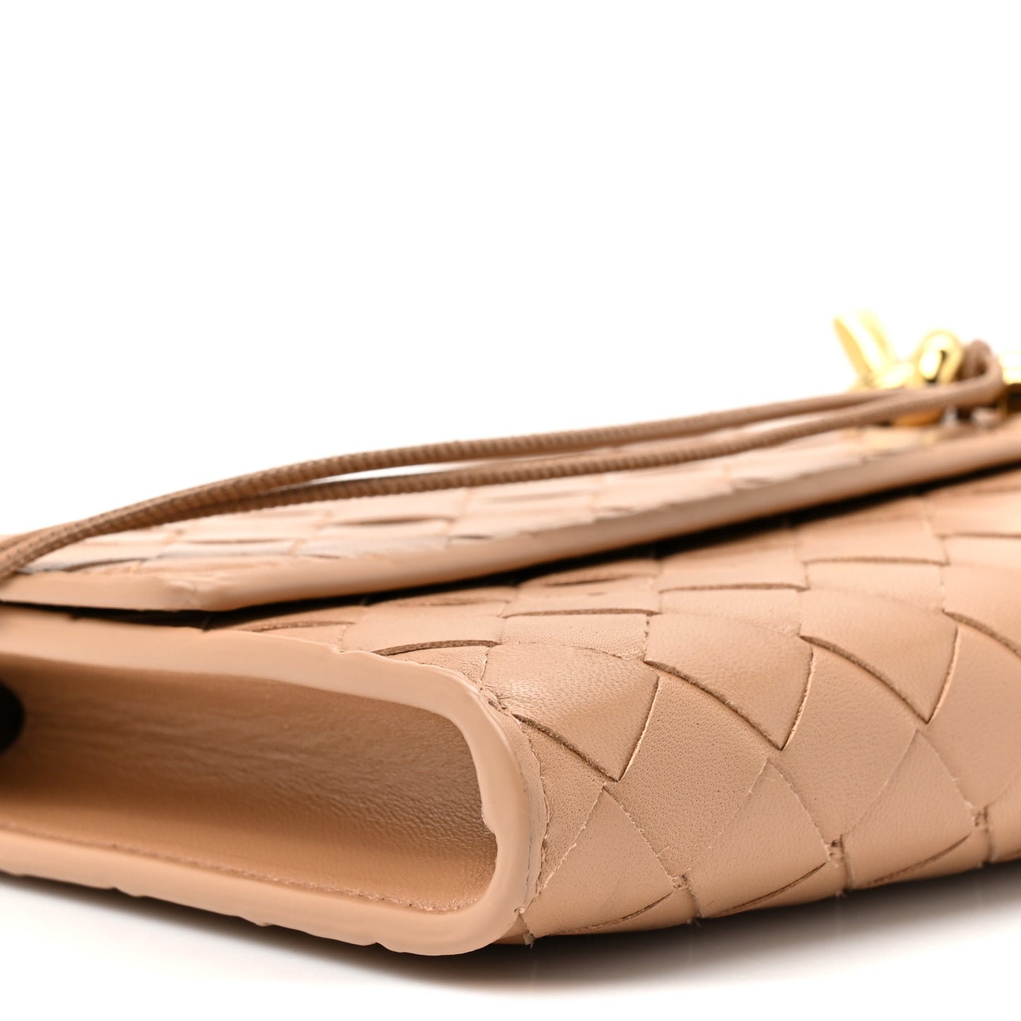 Nappa Intrecciato Long Andiamo Top Handle Clutch Pale Brown