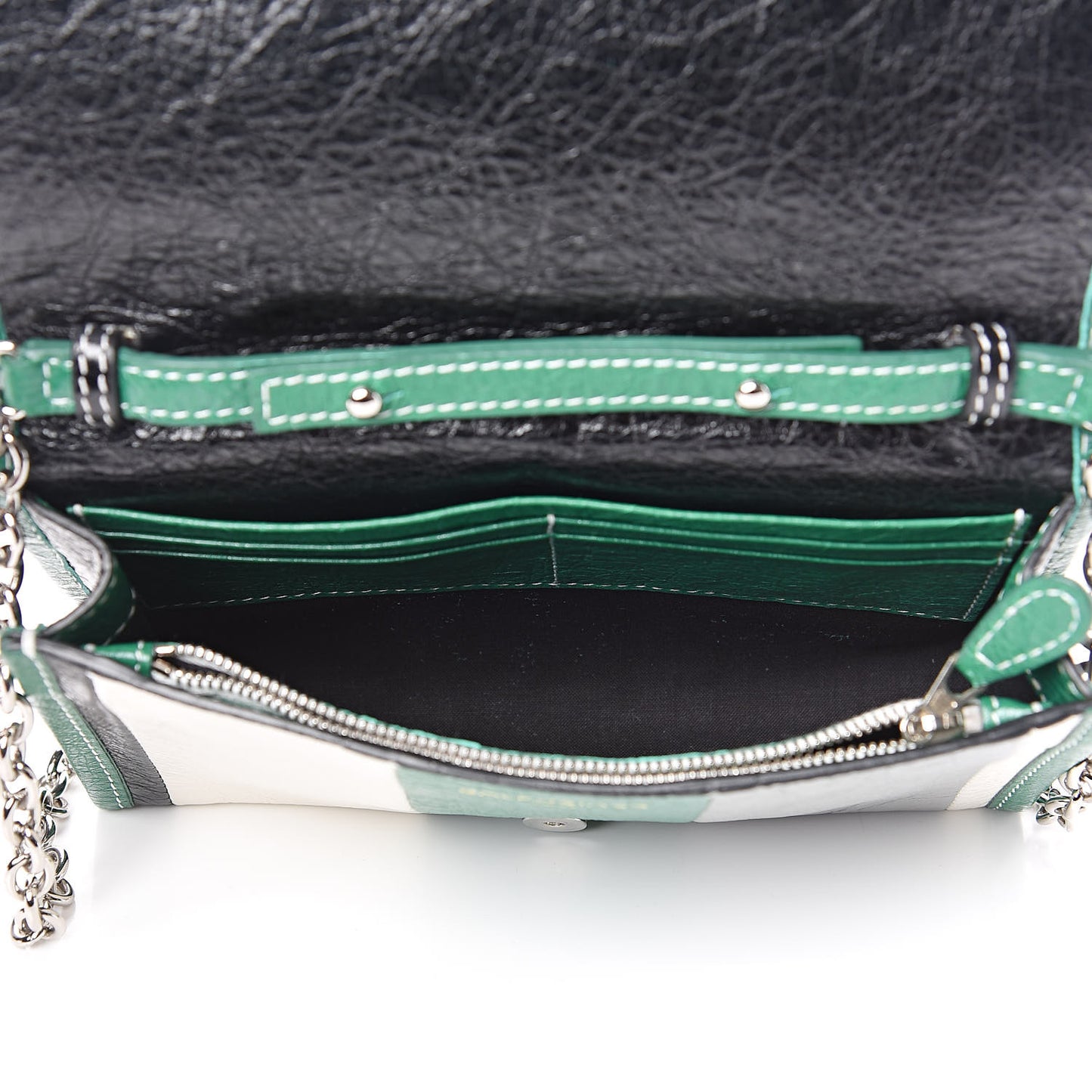 Agneau Arena Multicolore Bazar Chain Shoulder Bag Green Grey Black