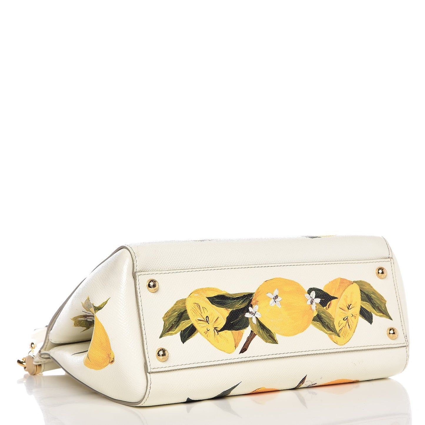 Dauphine Lemon Print Medium Miss Sicily Satchel White