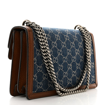 Gucci New Denim GG Monogram Dollar Calfskin Enamel Small Dionysus Shoulder Bag Blue Tea Cuir Epilog Electric Blue 2 of 10