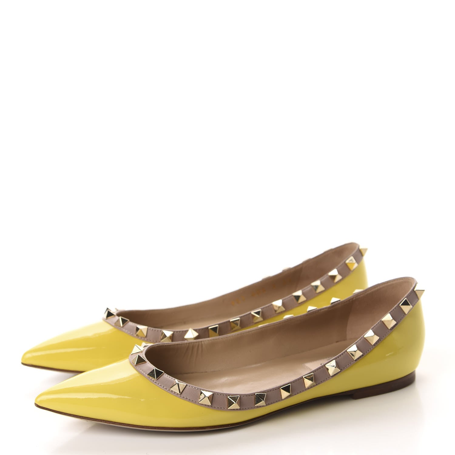 Valentino Garavani Patent Rockstud Ballerina Flats 37 Naples Yellow Poudre 3 of 15