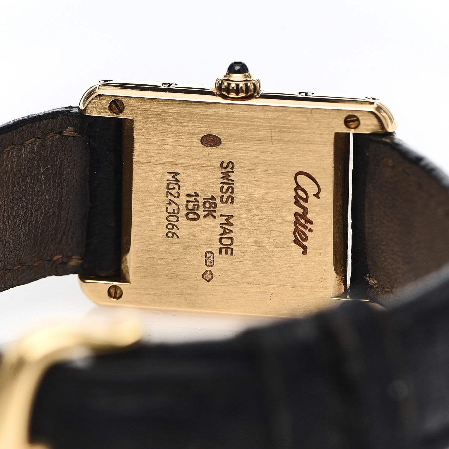 Cartier 18K Yellow Gold Alligator 20mm Tank Louis Quartz Watch 6 of 9