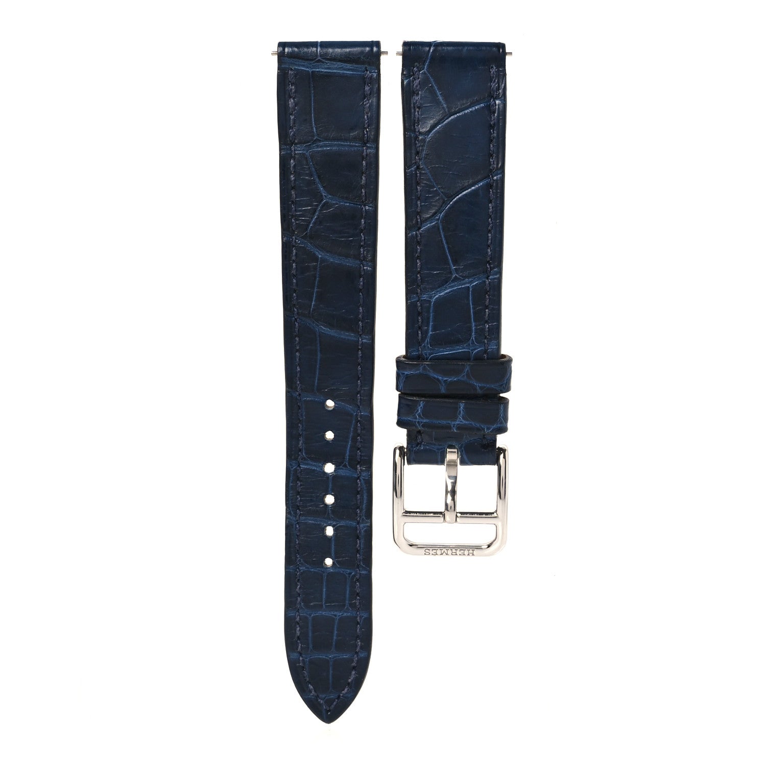 Hermes Matte Alligator 25mm Heure H Hour Watch Strap Bleu Marine 1 of 14