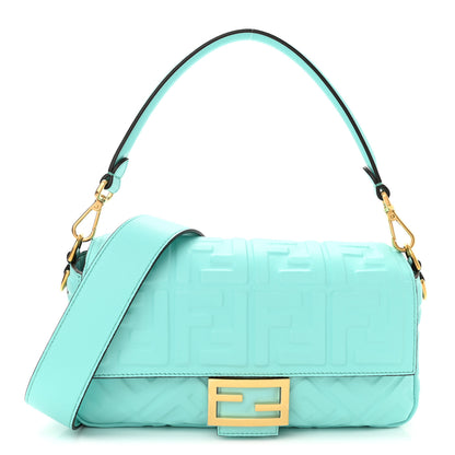Fendi Nappa FF 1974 Embossed Baguette Spring Turquoise 1 of 10