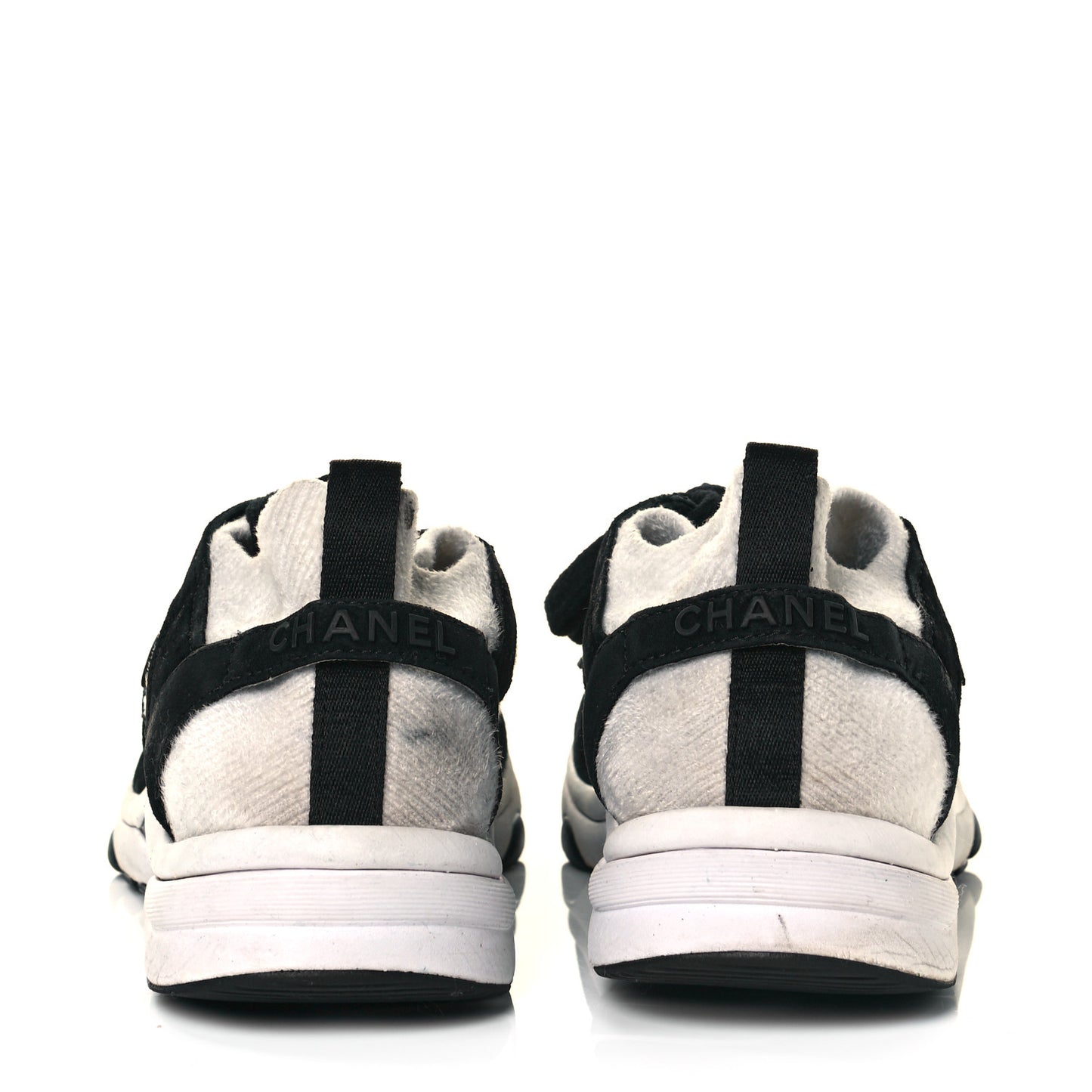 Fabric Suede Calfskin CC Sneakers 40 White Black