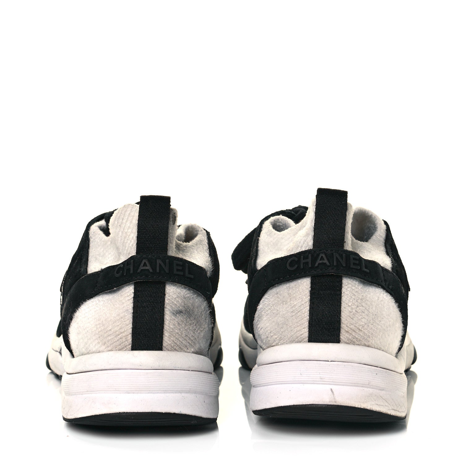 Chanel Fabric Suede Calfskin CC Sneakers 40 White Black 5 of 9