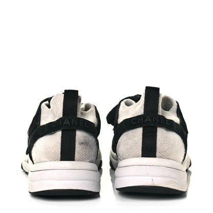 Chanel Fabric Suede Calfskin CC Sneakers 40 White Black 5 of 9