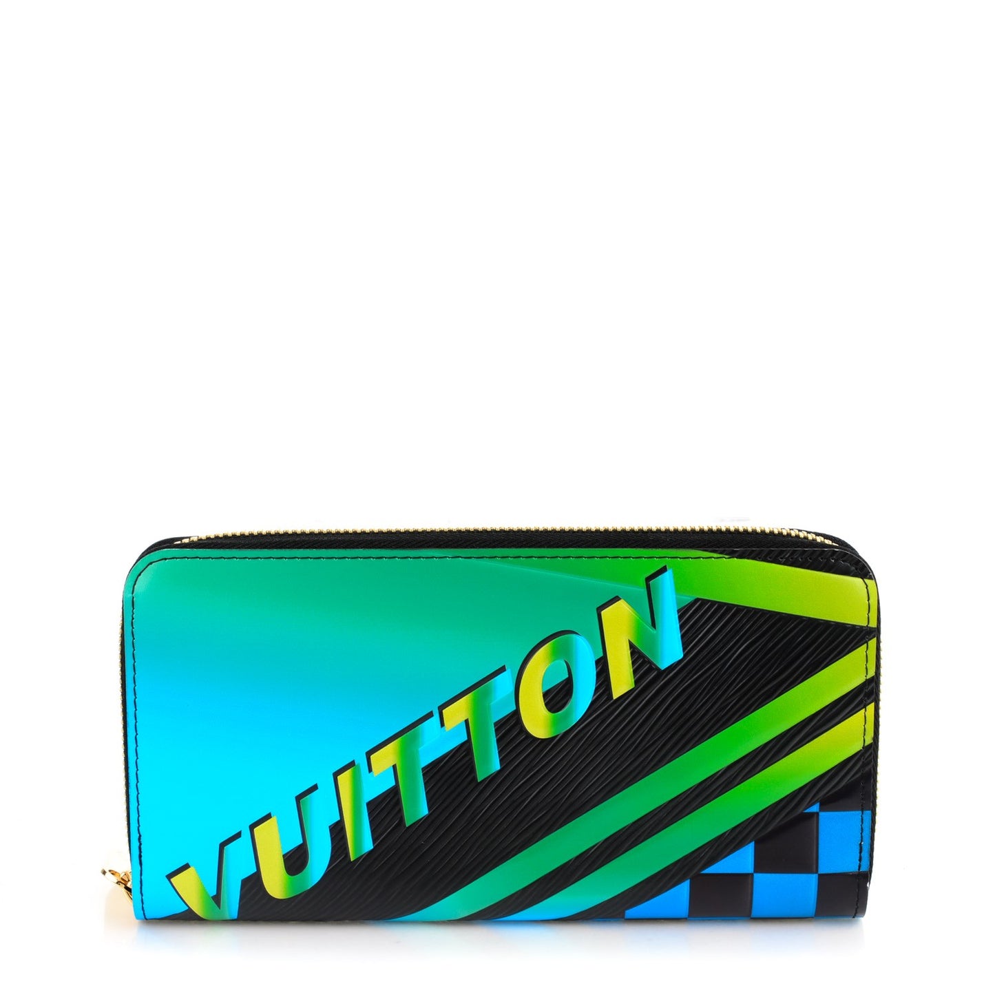 Epi Damier Race Zippy Wallet Blue Vert