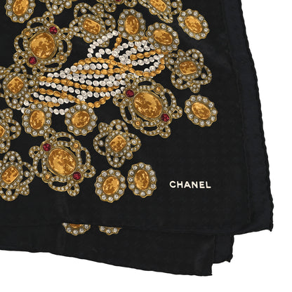 Chanel Silk CC Gripoix Pearls Square Scarf Black 2 of 3