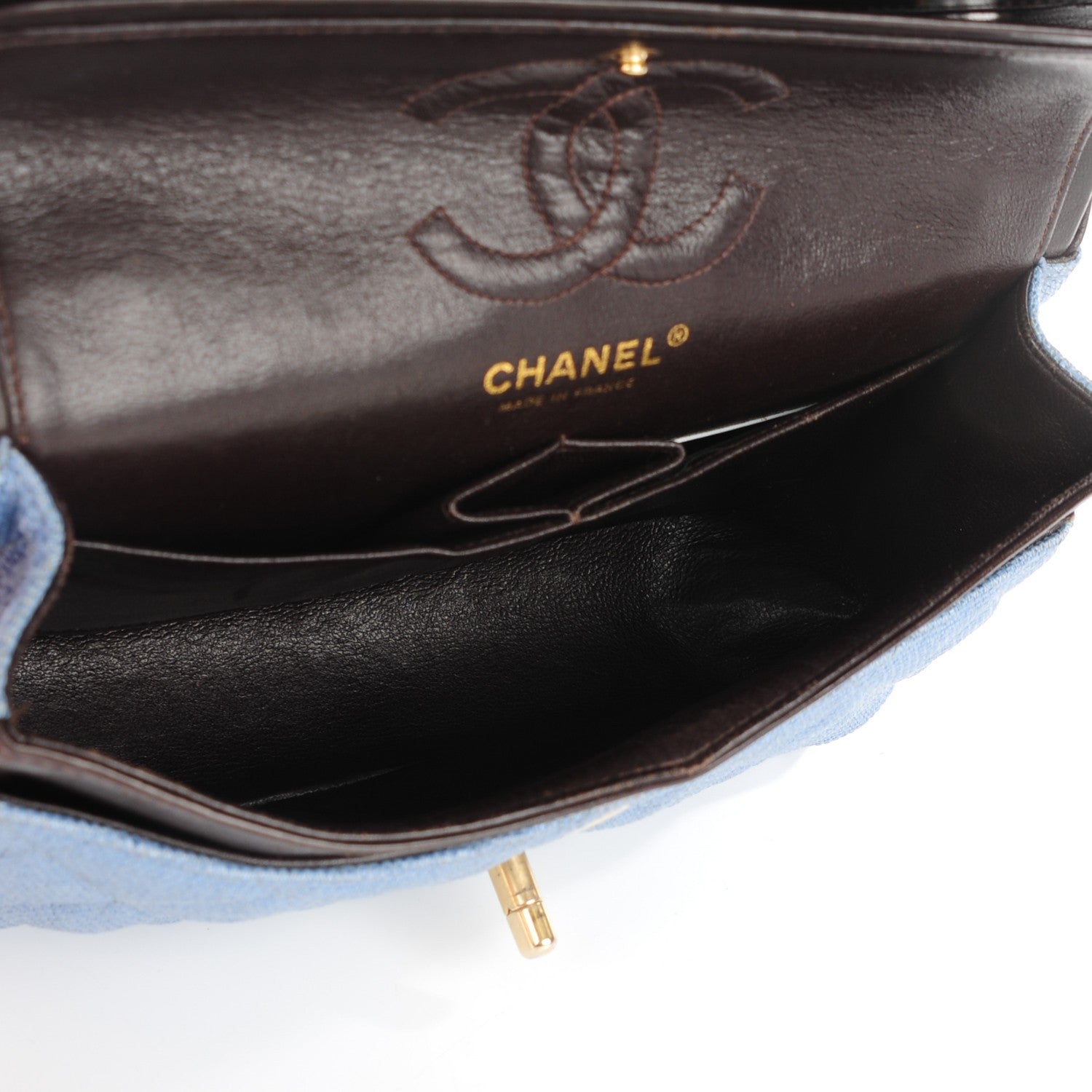 Chanel Tweed Quilted Small Double Flap Blue 5 of 13
