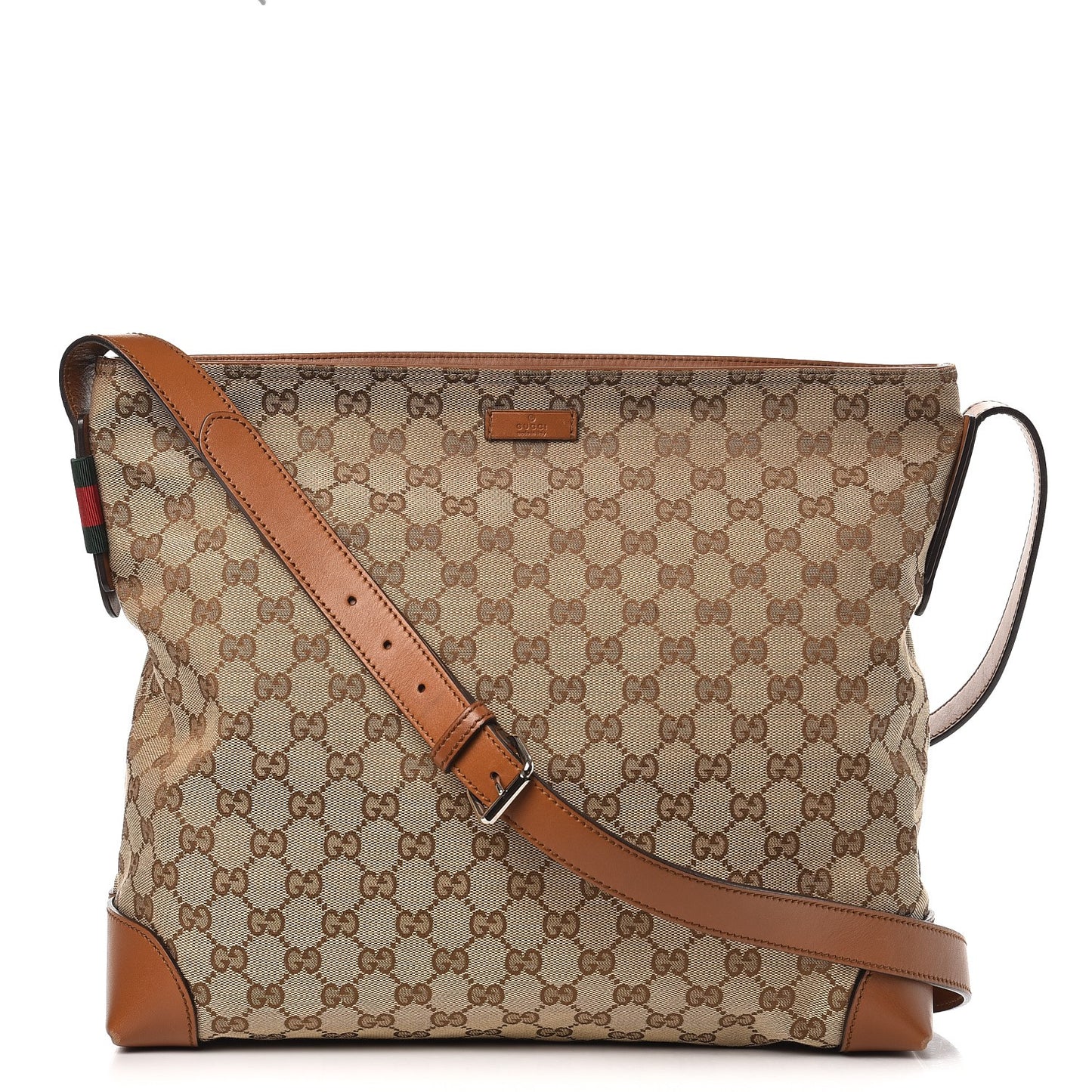 Monogram Large Flat Messenger Bag Brown