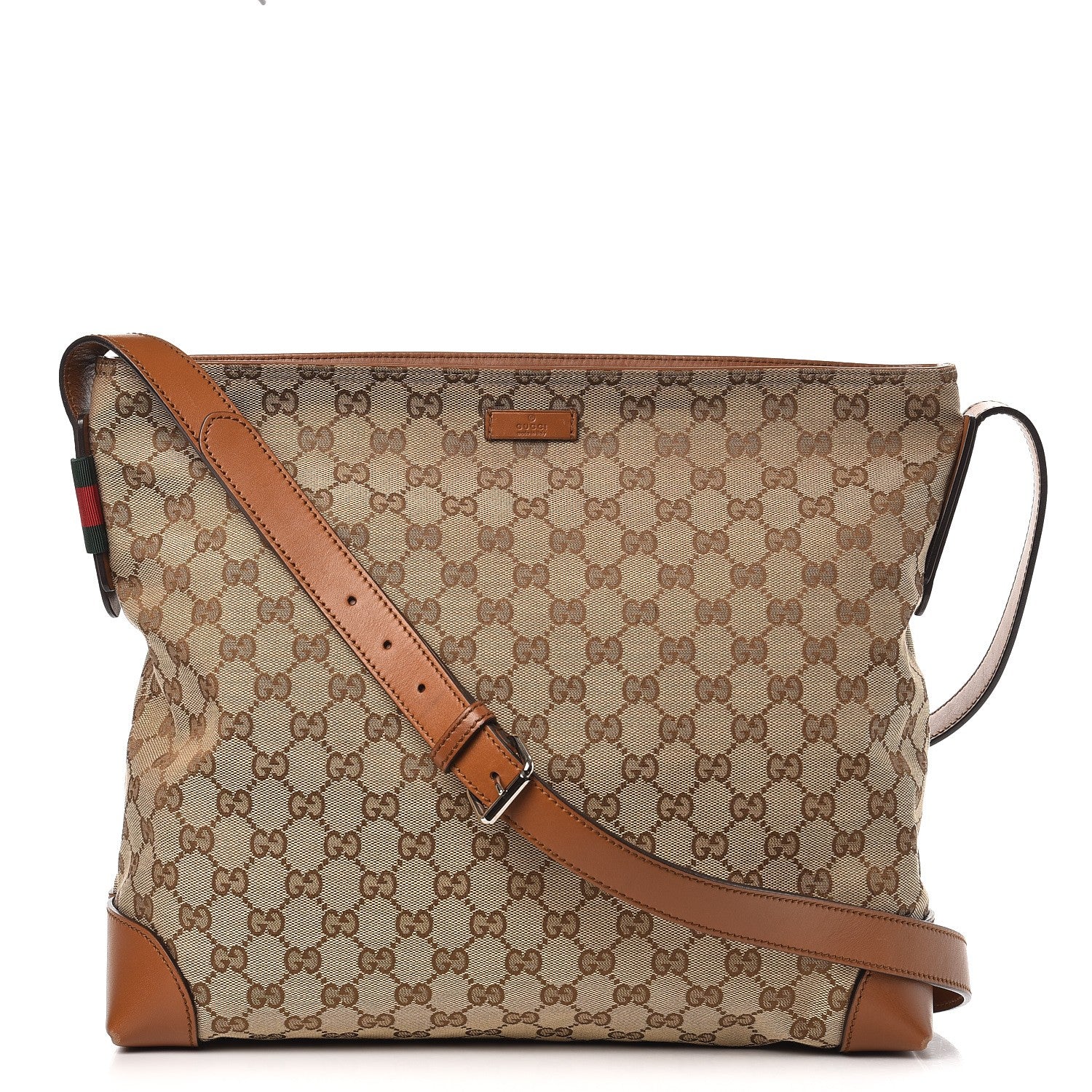 Gucci Monogram Large Flat Messenger Bag Brown 1 of 13