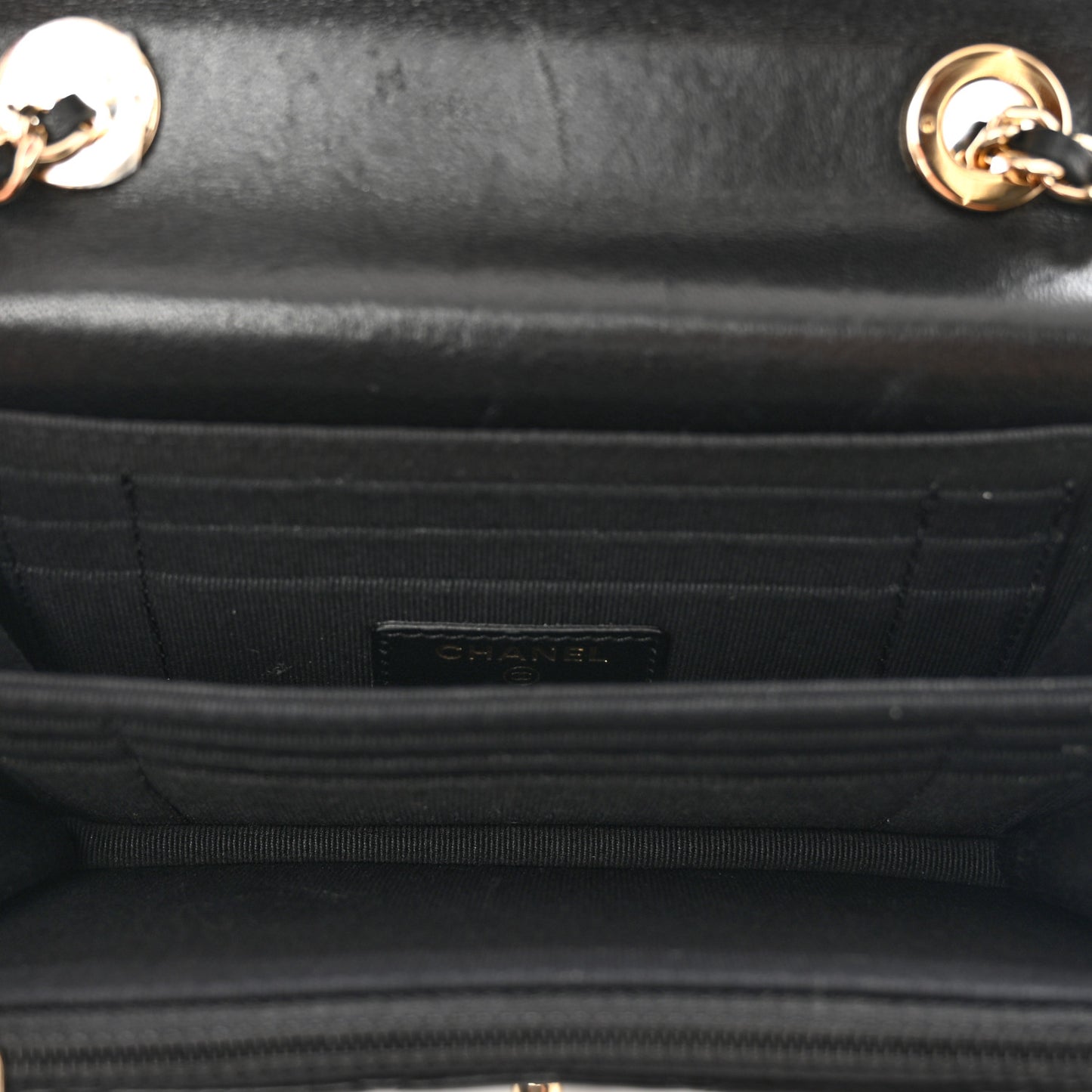 Lambskin Quilted Mini Trendy CC Wallet On Chain WOC Black