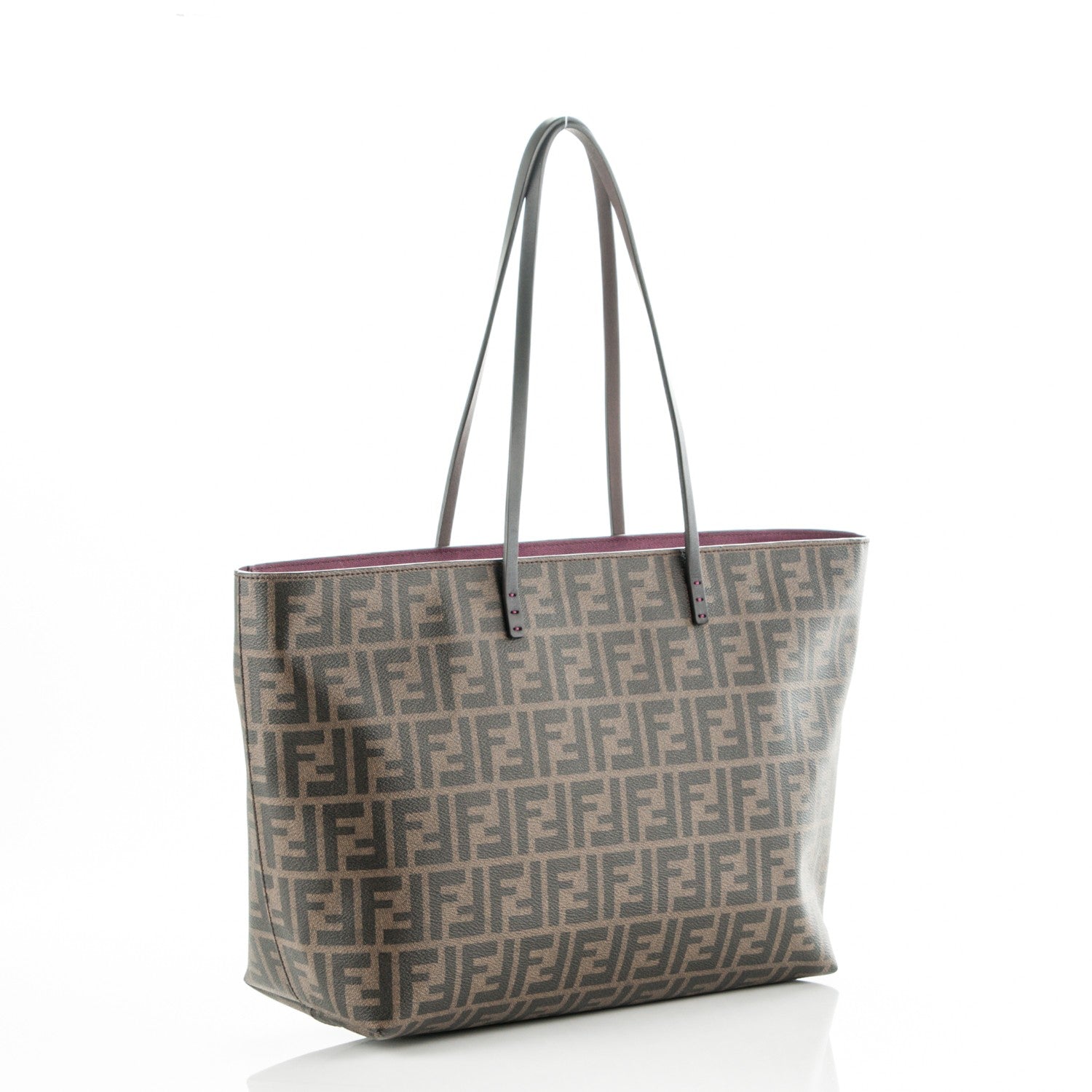 Fendi Zucca Spalmati Medium Roll Tote Tobacco Fuxia 3 of 8