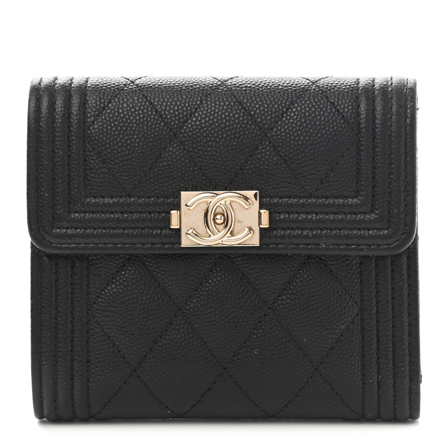 Chanel Caviar Quilted Compact Boy Wallet Black 1 of 8