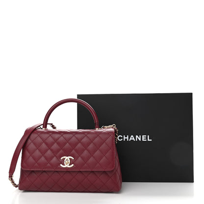 Chanel Caviar Lizard Embossed Quilted Small Coco Handle Flap Burgundy 11 of 11
