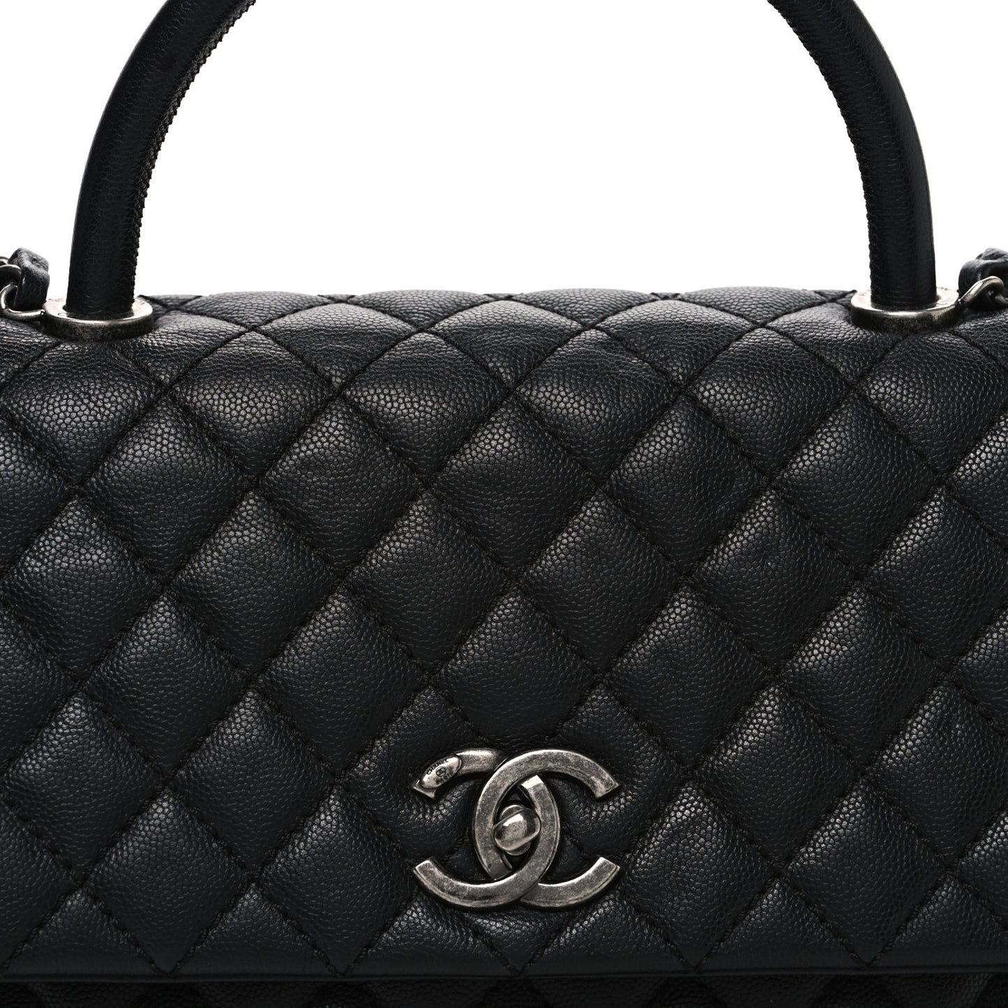 Caviar Quilted Medium Coco Handle Flap Black
