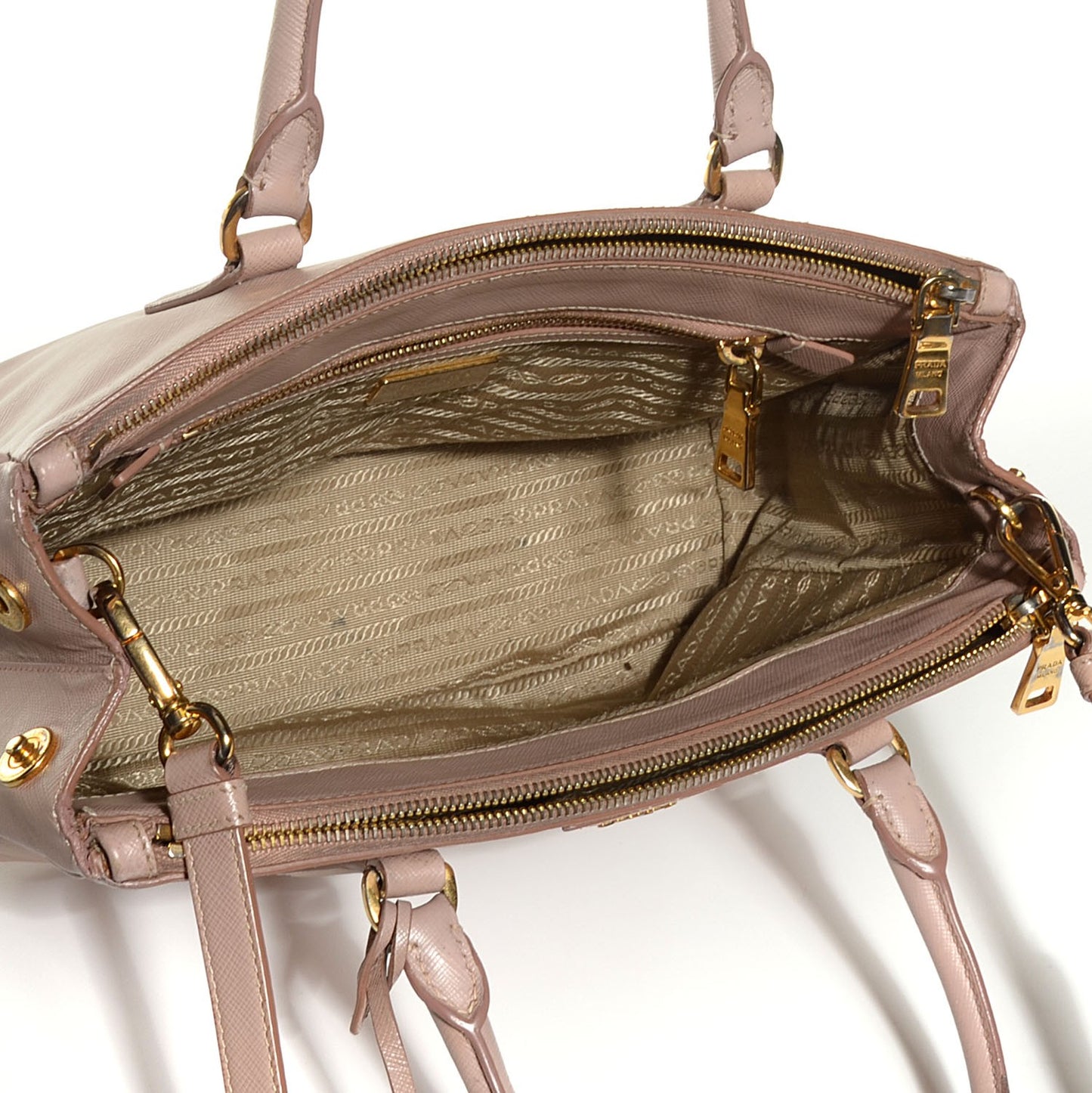 Saffiano Lux Small Double Zip Tote Cammeo