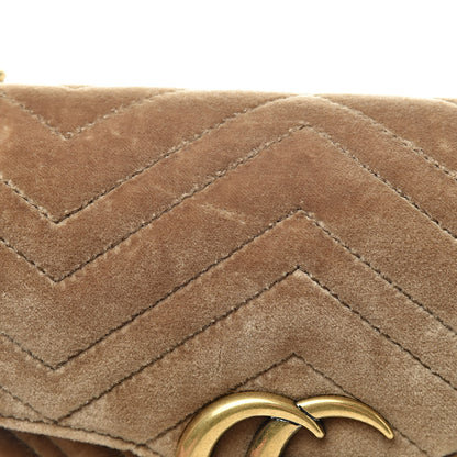 Gucci Velvet Matelasse Small GG Marmont Shoulder Bag Taupe 14 of 15