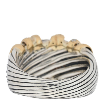 David Yurman Sterling Silver 18K Yellow Gold Diamond 15mmm Helena Ring 53 6.25 3 of 4