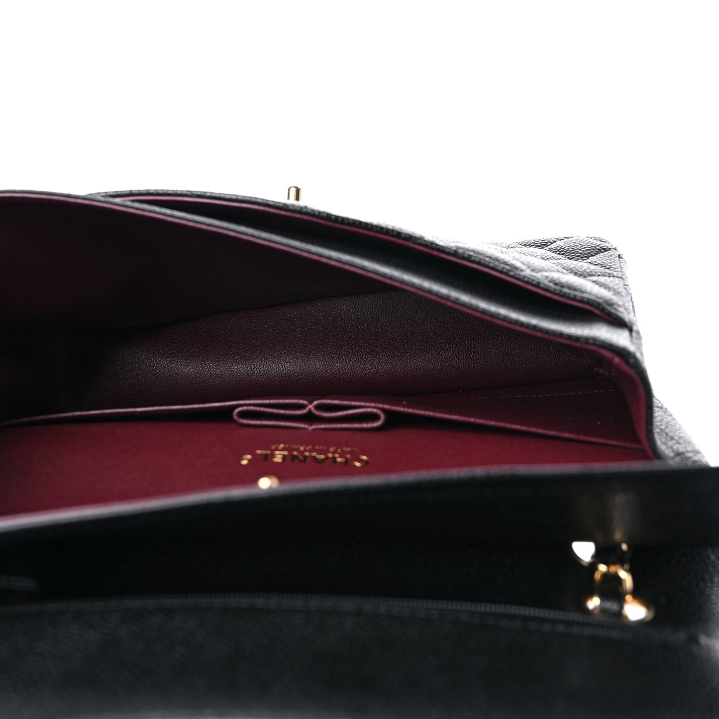 Caviar Quilted Medium Double Flap Black