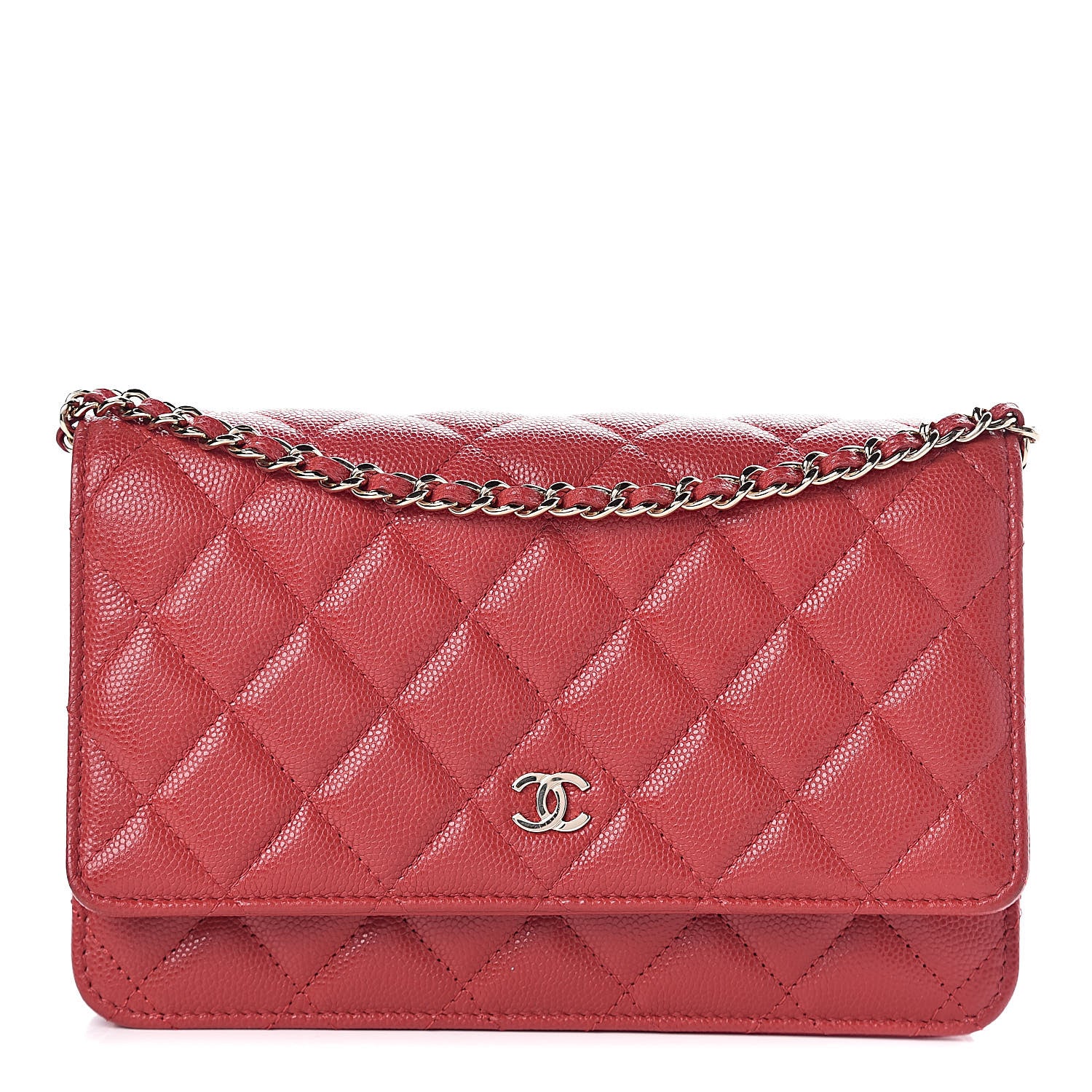 Chanel Caviar Quilted Wallet on Chain WOC Red 1 of 14